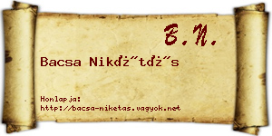 Bacsa Nikétás névjegykártya